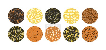Ilustración de Conjunto de ilustración vectorial de fondos abstractos redondos o patrones para plantillas de iconos de redes sociales. Moderno moderno moderno moderno moderno doodle miel - Imagen libre de derechos
