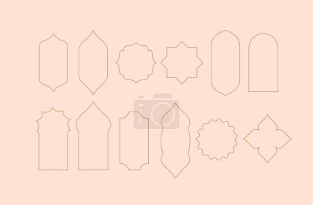 Illustration for Vector illustration with minimal arches in islamic style. Boho frames for social media - Royalty Free Image