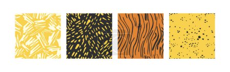 Ilustración de Vector illustration set of abstract backgrounds or seamless patterns. Contemporary minimal modern trendy doodle. Naive art. - Imagen libre de derechos