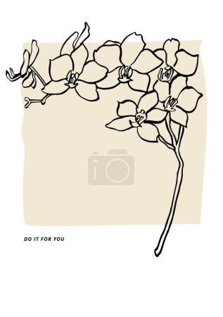 Illustration for Vector illustration - ink floral posters with orchid flowers . Art for for prints, wall art, banner, background - Royalty Free Image