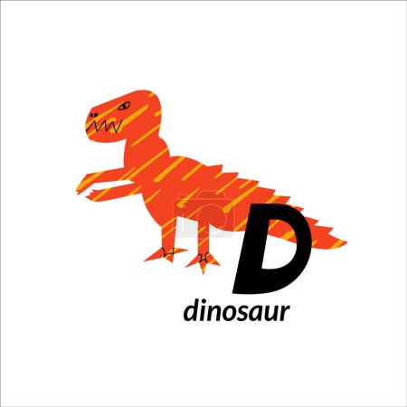 Illustration for Vector illustration with dinosaur bird and English capital letter D. childish alphabet for language learning - Royalty Free Image