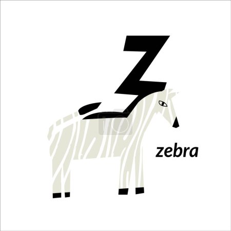 Ilustración de Ilustración vectorial con cebra y letra mayúscula inglesa Z. alfabeto infantil para el aprendizaje de idiomas - Imagen libre de derechos