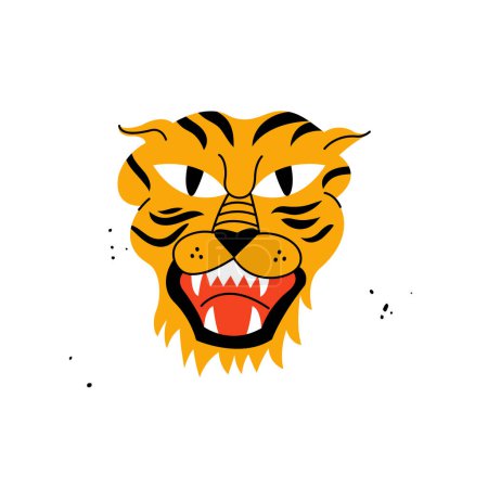 Ilustración de Ilustración vectorial cabeza de tigre. Personaje animal de dibujos animados. Ideal para imprimir - Imagen libre de derechos