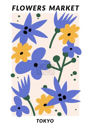 Illustration for Vector illustration set of botanical posters different flowers. Art for for postcards, wall art, banner, background - Royalty Free Image