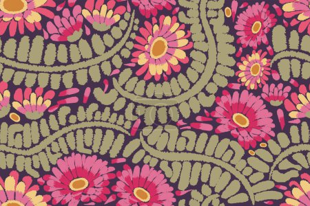 Illustration for Seamless paisley embroidered floral motif pattern in vector, for design, fabric, wrapping, digital motif, background, wallpaper, print, clothing, etc. - Royalty Free Image