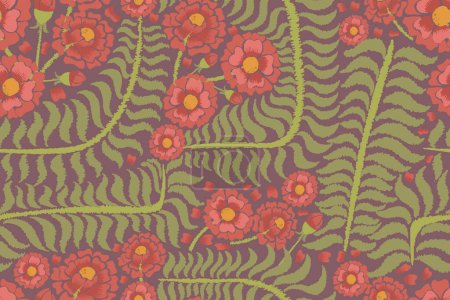 Illustration for Floral motif pattern in vector suitable for fabric, fashion, background, wallpaper, wrapper, cover, etc. - Royalty Free Image