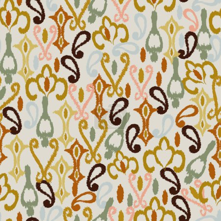 Illustration for Abstract seamless motif fabric pattern, abstract ikat, carpet, fabric, batik - Royalty Free Image