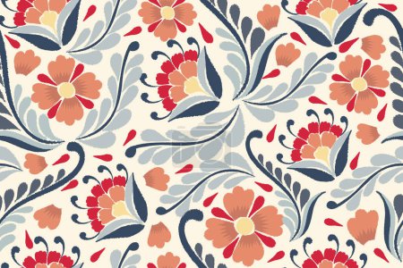 Illustration for Seamless paisley embroidered floral motif pattern  for design, fabric, wrapping, digital motif, background, wallpaper, print, clothing, etc. - Royalty Free Image