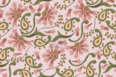 Seamless paisley embroidered floral motif pattern  for design, fabric, wrapping, digital motif, background, wallpaper, print, clothing, etc.