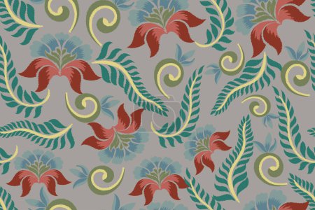 Illustration for Seamless paisley embroidered floral motif pattern  for design, fabric, wrapping, digital motif, background, wallpaper, print, clothing, etc. - Royalty Free Image