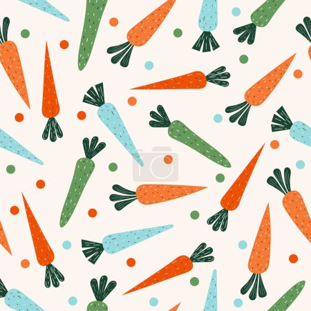 Ilustración de Patrón sin costura zanahoria en vector plano - Imagen libre de derechos