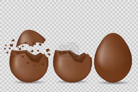 set of chocolate eggs or easter eggs, vector illustration
