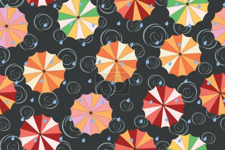 Illustration for Seamless pattern with umbrellas. can be used for fabric, cover, wrapping etc. - Royalty Free Image