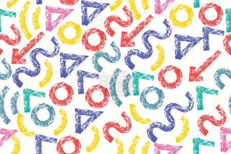 Illustration for Crayon doodles seamless pattern, vector illustration - Royalty Free Image
