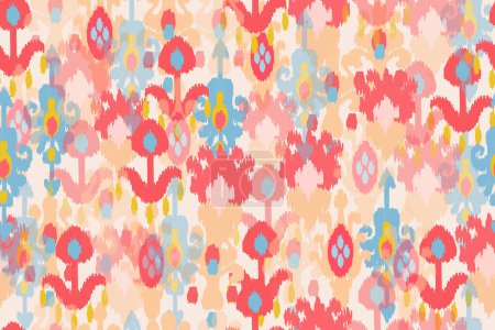 Illustration for Abstract cloth pattern, abstract ikat, colorful carpet motif - Royalty Free Image