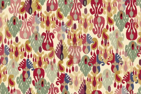 Ilustración de Patrón de tela colorida, motivo de alfombra abstracta - Imagen libre de derechos