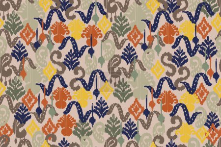 Ilustración de Patrón de motivo de tela abstracta, ikat abstracto, fondo abstracto, motivo de alfombra - Imagen libre de derechos