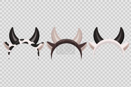 Illustration for Set of cow horns headbands, vector - Royalty Free Image