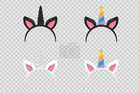 set of unicorn headbands in vector
