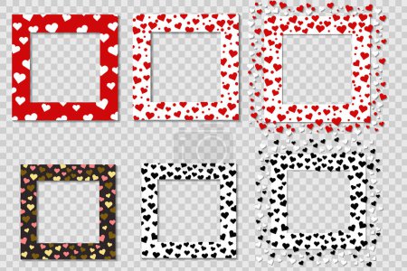 Illustration for Border or love frames with hearts, vector - Royalty Free Image