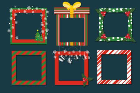 Illustration for Set of Christmas frames in vector designs for borders, frames, greeting cards, Christmas greetings, New Year - Royalty Free Image