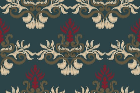 Illustration for Colorful seamless ikat pattern embroidery motif without continuous stitching - Royalty Free Image