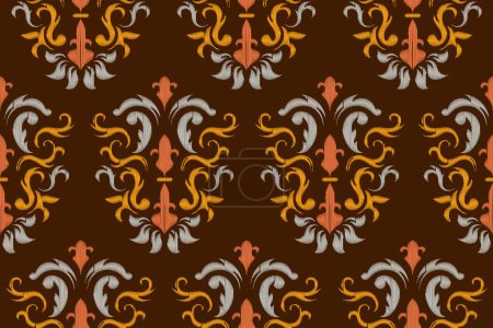 Téléchargez les illustrations : Colorful seamless ikat pattern embroidery motif without continuous stitching - en licence libre de droit