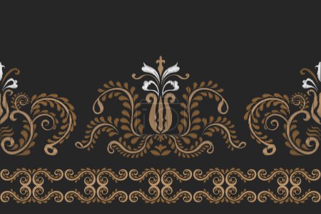 Illustration for Beautiful seamless ikat pattern embroidery motif without continuous stitching - Royalty Free Image
