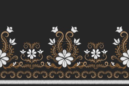 Illustration for Seamless ikat pattern embroidery motif without continuous stitching - Royalty Free Image