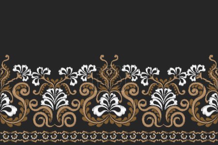 Illustration for Ancient seamless ikat pattern embroidery motif - Royalty Free Image