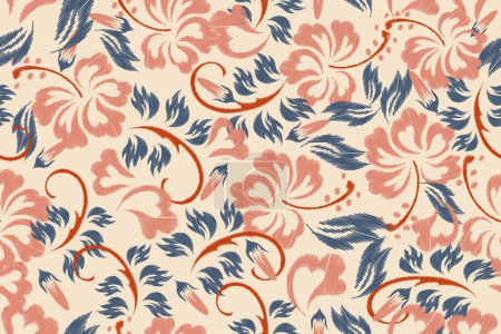 Illustration for Ethnic wallpaper, seamless fabric pattern, abstract ikat, carpet, fabric, batik - Royalty Free Image