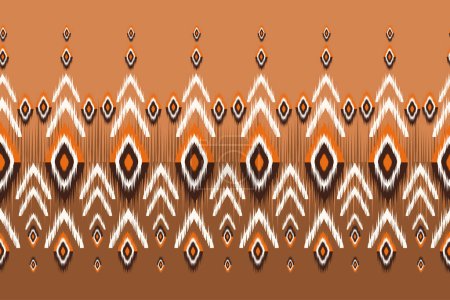 Illustration for Ethnic wallpaper, seamless fabric pattern, abstract ikat, carpet, fabric, batik - Royalty Free Image
