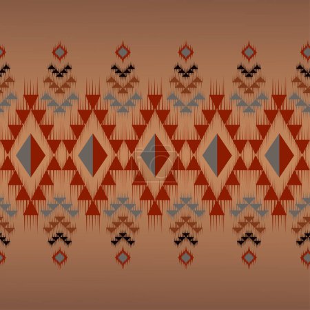Ilustración de Patrón de tela de motivo sin costura azteca, ikat abstracto, alfombra, tela, batik - Imagen libre de derechos