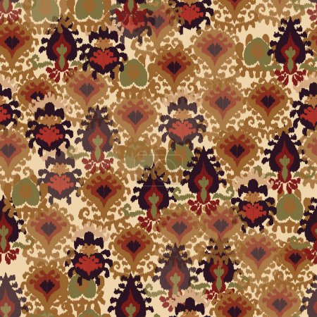 Ilustración de Patrón geométrico indio, ikat abstracto, alfombra, tela, batik - Imagen libre de derechos