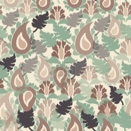 Illustration for Abstract indian carpet pattern, abstract ikat, fabric, batik - Royalty Free Image