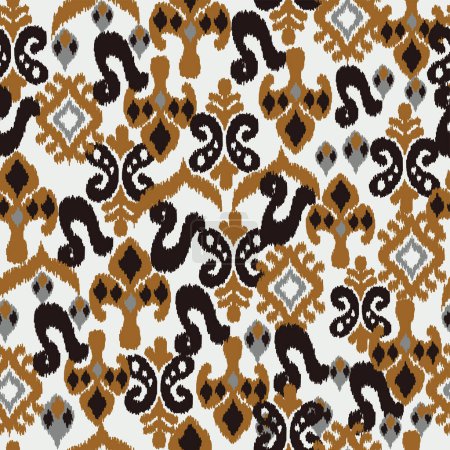 Illustration for Indian motif fabric pattern, abstract ikat, carpet, fabric, batik - Royalty Free Image