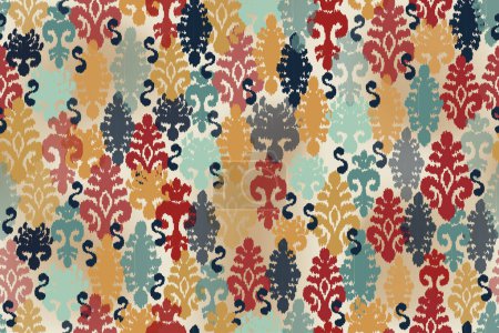 Illustration for Abstract indian motif fabric pattern, abstract ikat, carpet, fabric, batik - Royalty Free Image