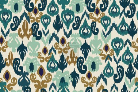 Ilustración de Patrón de motivo étnico abstracto, ikat abstracto, alfombra, tela, batik - Imagen libre de derechos