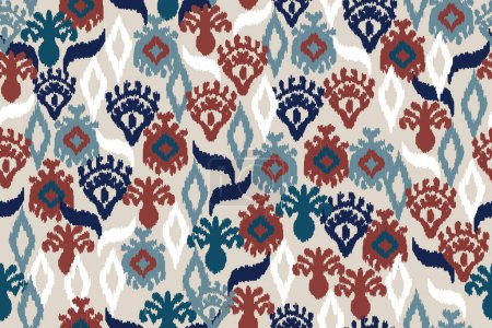 Téléchargez les illustrations : Motif abstrait de tapis, ikat abstrait, tissu, batik - en licence libre de droit