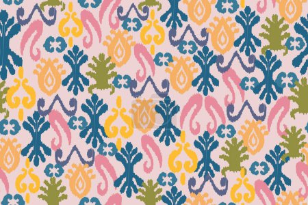 Téléchargez les illustrations : Grunge motif tissu motif, ikat abstrait, tapis, tissu, batik - en licence libre de droit