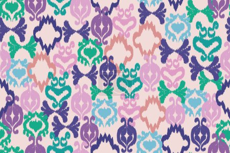 Ilustración de Grunge patrón de tela motivo, ikat abstracto, alfombra, tela, batik - Imagen libre de derechos