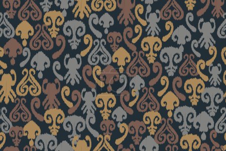 Illustration for Grunge motif fabric pattern, abstract ikat, carpet, fabric, batik - Royalty Free Image