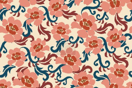 Illustration for Colorful cloth pattern with flowers. Floral template for wrapping, digital motif, background, wallpaper, print, clothing - Royalty Free Image