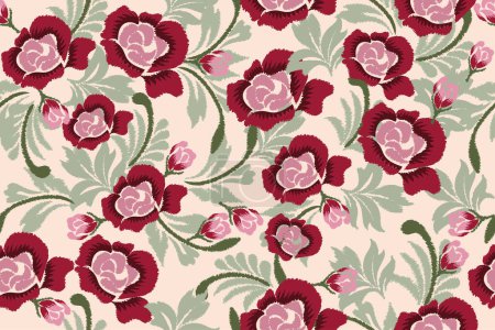 Illustration for Colorful carpet with plants. Floral template for wrapping, digital motif, background, wallpaper, print, clothing, etc. - Royalty Free Image