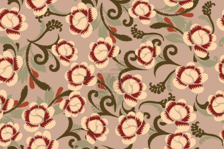 Illustration for Colorful carpet with flowers. Floral template for wrapping, digital motif, background, wallpaper, print, clothing, etc. - Royalty Free Image