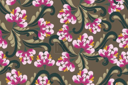 Illustration for Colorful fabric with plants for wrapping, digital motif, background, wallpaper, print, clothing, etc. - Royalty Free Image