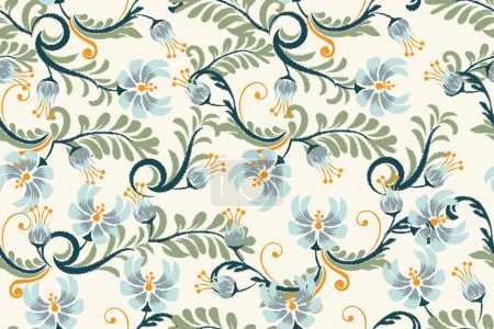Illustration for Colorful fabric with plants for wrapping, digital motif, background, wallpaper, print, clothing, etc. - Royalty Free Image