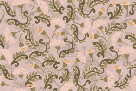 Illustration for Seamless floral motif pattern for fabric, wrapping, digital motif, background, wallpaper, print, clothing - Royalty Free Image