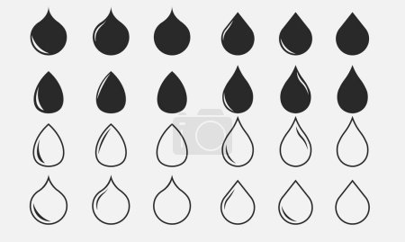 colección de iconos de gota de agua, iconos de agua en el vector
