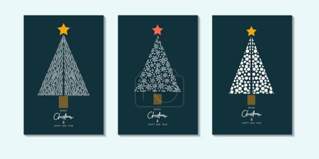 Téléchargez les illustrations : Ensemble de cartes de voeux Nouvel An, affiches de Noël joyeux, couvertures de vacances. - en licence libre de droit